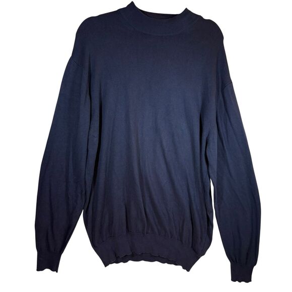 MURANO by Raffi Sweater Mens XL Crew Neck Navy 60% Cotton Modal Made Italy - Picture 2 of 9